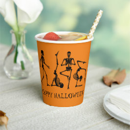 Happy Halloween Zwart Oranje Skelet Party Papieren Bekers