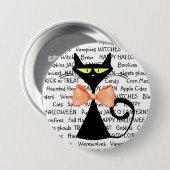 Happy Halloween Zwart Sinaasappel Bowtie Button (Voorkant /achterkant)