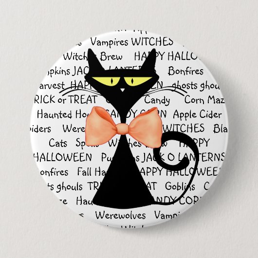 Happy Halloween Zwart Sinaasappel Bowtie Button (Voorkant)
