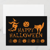 Happy Halloween zwart sinaasappel spooky Invitatio Kaart (Voorkant / Achterkant)