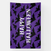 Happy Halloween zwart vleermuizen paarse spooky pa Spandoek (Verticaal)