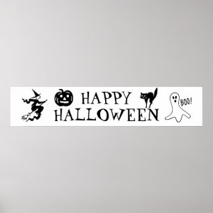 Happy Halloween zwart-wit spooky Poster