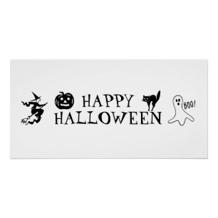 Happy Halloween zwart-wit spooky Poster Perfect Poster