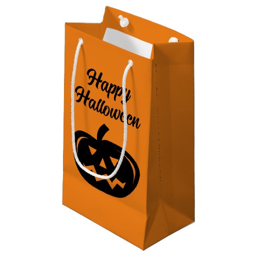 Happy Halloween zwarte en oranje jack een lantaarn Klein Cadeauzakje (Voorkant Gekanteld)