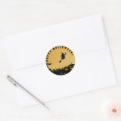 Happy Halloween zwarte heks Ronde Sticker (Envelop)