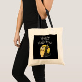 Happy Halloween, zwarte kat en uil Tote Bag (Voorkant (product))