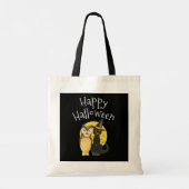 Happy Halloween, zwarte kat en uil Tote Bag (Achterkant)