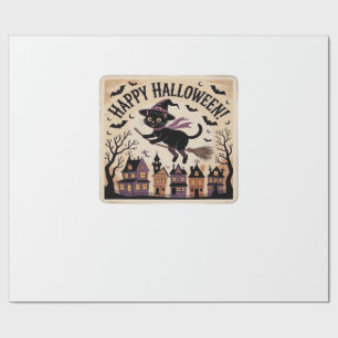 Happy Halloween Zwarte Kat Heks Klassiek T-Shirt Cadeaupapier
