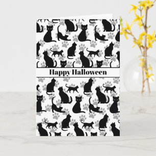 Happy Halloween Zwarte Kat Kaart