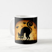 Happy Halloween zwarte kat spooky haunted mok (Voorkant links)