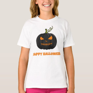 Happy Halloween Zwarte Pompoen Meisjes T-shirt
