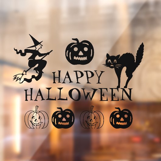 Happy Halloween zwarte schattige vensterdecor Raamsticker (Vel 2)