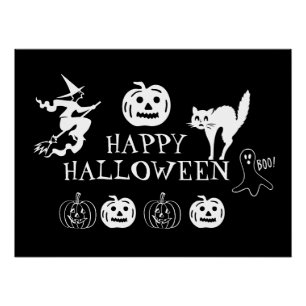 Happy Halloween zwarte spooky Perfect Poster