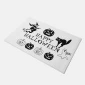 Happy Halloween zwarte witte spooky decor Deurmat (Schuin)