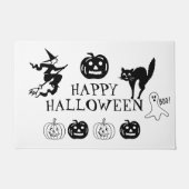 Happy Halloween zwarte witte spooky decor Deurmat (Voorkant)