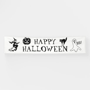Happy Halloween zwarte witte spooky decor Spandoek