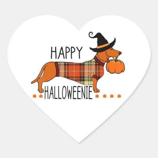 Happy Halloweenie Funny Dog Fall Halloween Cute Da Hart Sticker (Voorkant)