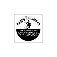 Happy hallowen heks vliegende bezemkamer terugkeer