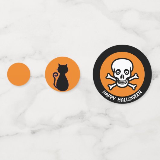 Happy Hallowen Skull, zwarte kat, heks pet & bat Confetti (Voorkanten)