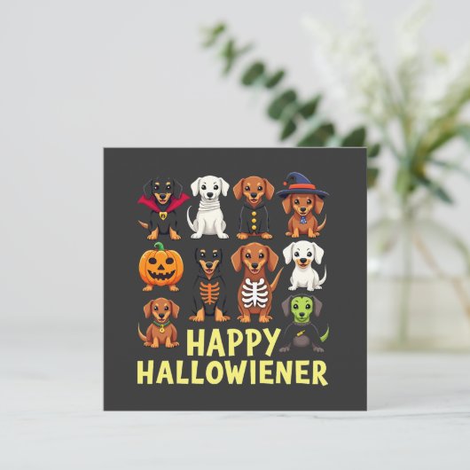 Happy Hallowiener Spooky Halloween Dog Weiner Kaart (Staand voorkant)