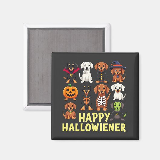 Happy Hallowiener Spooky Halloween Dog Weiner Magneet (Voorkant / Achterkant)