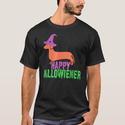 Happy Hallowiener - Teckel Halloween T-shirt (Voorkant)