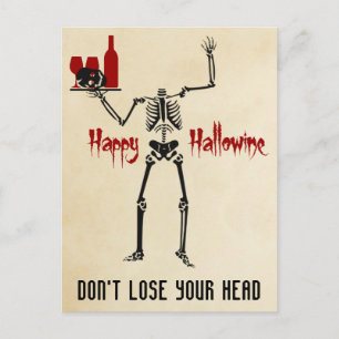 Happy Hallowine Headless Skeleton Briefkaart
