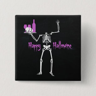 Happy Hallowine Headless Skeleton Vierkante Button 5,1 Cm