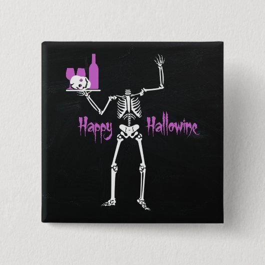 Happy Hallowine Headless Skeleton Vierkante Button 5,1 Cm (Voorkant)