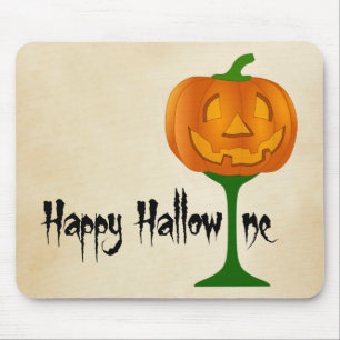 Happy Hallowine Pumpkin Wine Glass Halloween Muismat