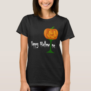 Happy Hallowine Pumpkin Wine Glass Halloween T-shirt