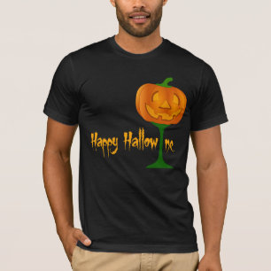Happy Hallowine Pumpkin Wine Glass Halloween T-shirt
