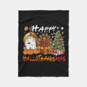 Happy Hallowthanksmas Fall Christmas Halloween Fam Fleece Deken (Voorkant)