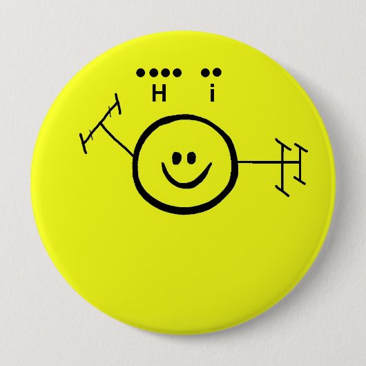 Happy Ham en 'Hi' in Morse Code Button (Voorkant)