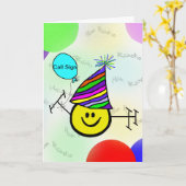 Happy Ham Ham Radio Carte Anniversaire - Customise (Fleur jaune)