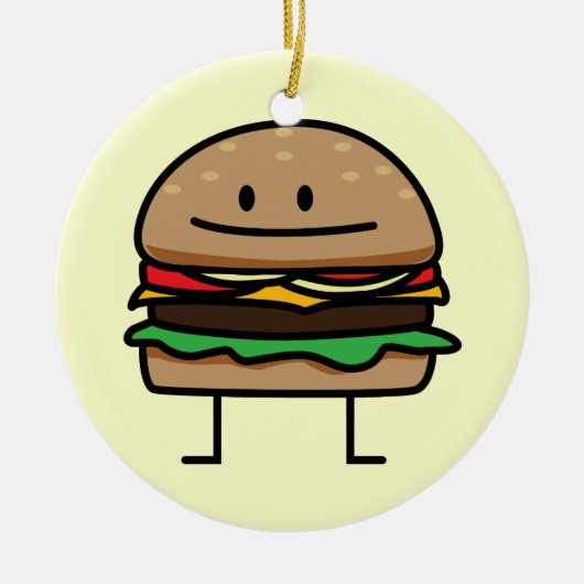Happy Hamburger Keramisch Ornament (Voorkant)