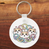 Happy Hamsters in Pastel Rings Sleutelhanger (Achterkant)