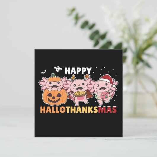 Happy Hanksmas Axolotl-kerstAxolotls in Kaart (Staand voorkant)