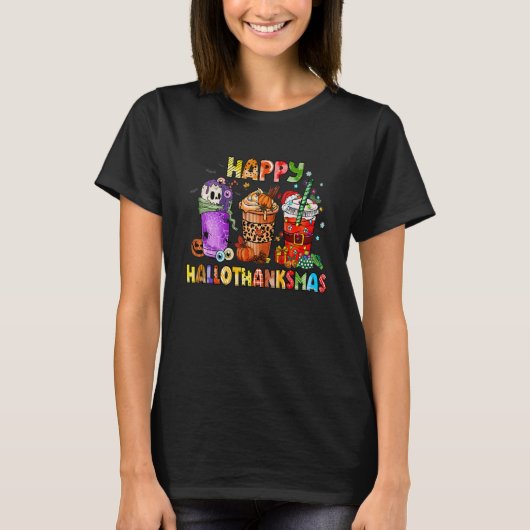 Happy Hanksmas Coffee Latte Witch Santa Hat T-shirt (Voorkant)