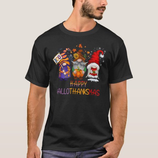 Happy Hanksmas Cute Gnomes Herfst Halloween Wo T-shirt (Voorkant)