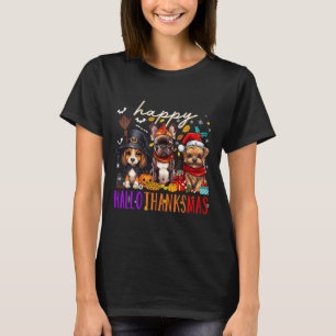Happy Hanksmas Dogs Halloween Thanksgiving C T-shirt