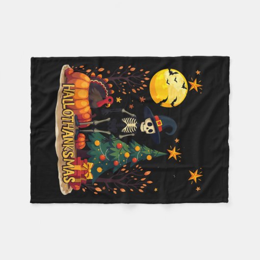 Happy Hanksmas Funny Halloween Kerstmis Fleece Deken (Voorkant (Horizontaal))