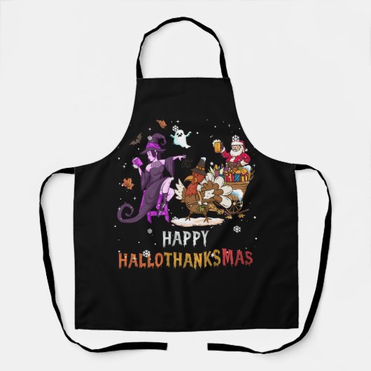 Happy Hanksmas Funny Halloween Thanksgiving Schort (Voorkant)
