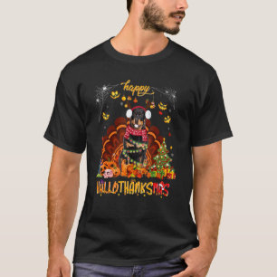 Happy Hanksmas Funny Pumpkin Santa Turkey Ro T-shirt