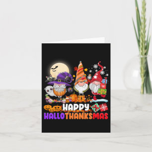 Happy Hanksmas Gnome Halloween Thanksgiving Kaart