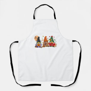 Happy Hanksmas Gnomes Halloween Thanksgiving Schort