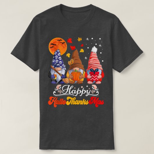 Happy Hanksmas Gnomes Halloween Thanksgiving T-shirt (Design voorkant)