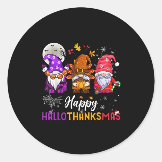 Happy Hanksmas Gnomes Lover Halloween Merry Ronde Sticker (Voorkant)