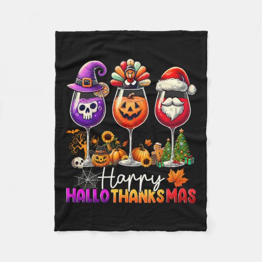 Happy Hanksmas Halloween Thanksgiving Christus Fleece Deken (Voorkant)