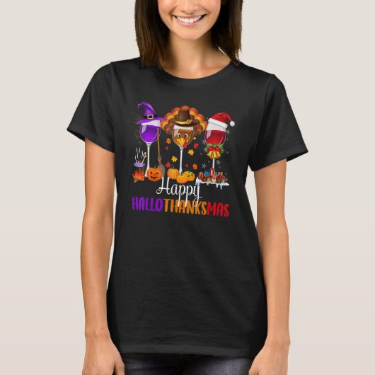 Happy Hanksmas Wine Glasses Drink Hwe T-shirt (Voorkant)